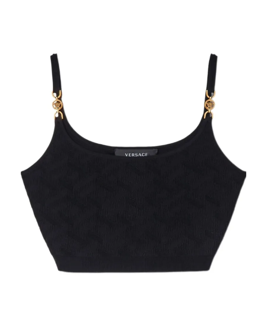 Versace Medusa Plaque Cropped Knitted Top