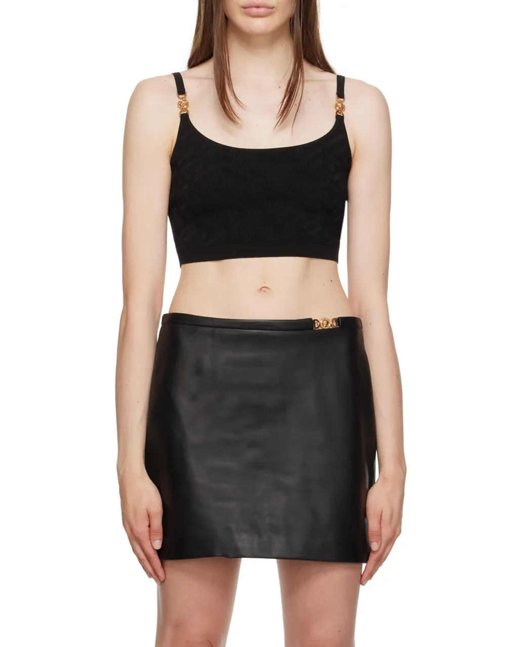 Versace Medusa Plaque Cropped Knitted Top