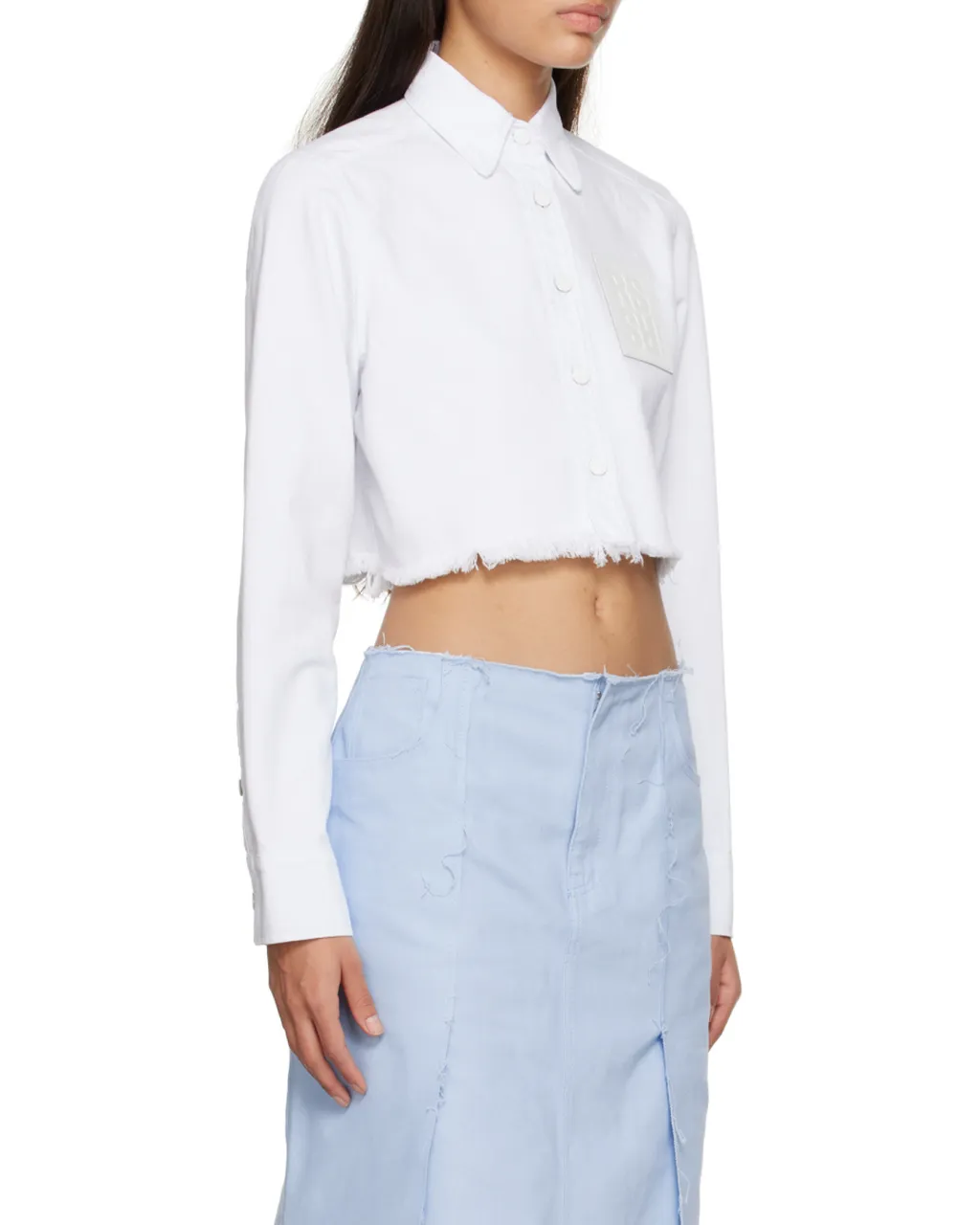 Raf Simons Frayed Hem Cropped Shirt