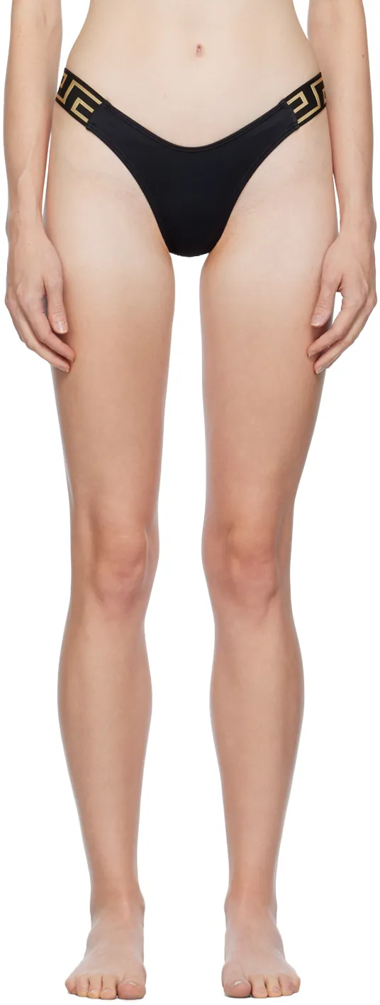 Versace Greca-Pattern Printed Thong Bikini Bottoms