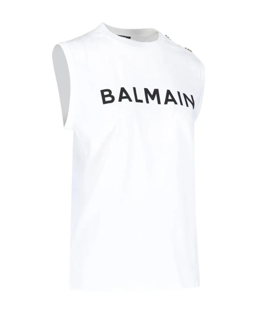Balmain Logo Printed Sleeveless Top