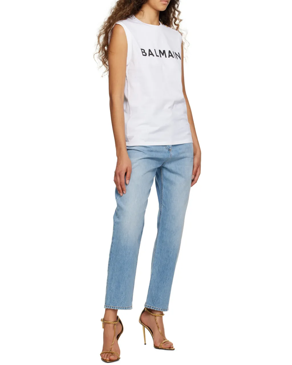 Balmain Logo Printed Sleeveless Top
