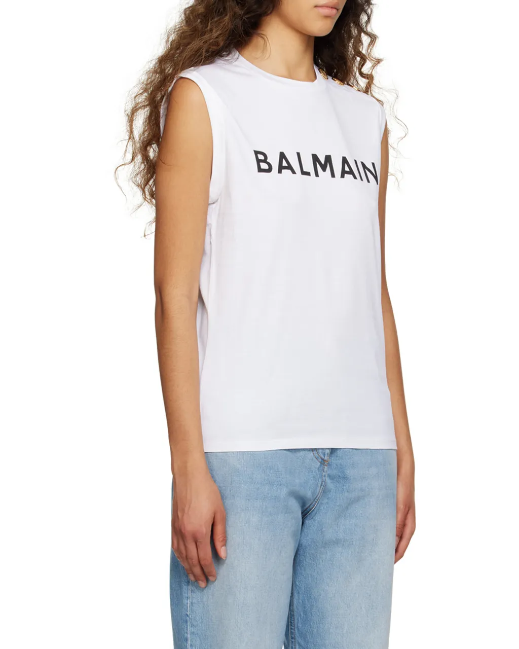 Balmain Logo Printed Sleeveless Top