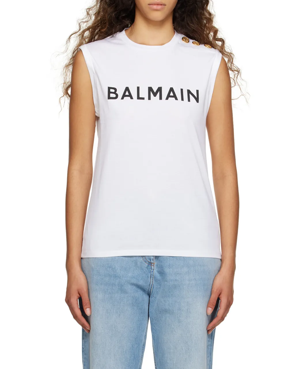 Balmain Logo Printed Sleeveless Top