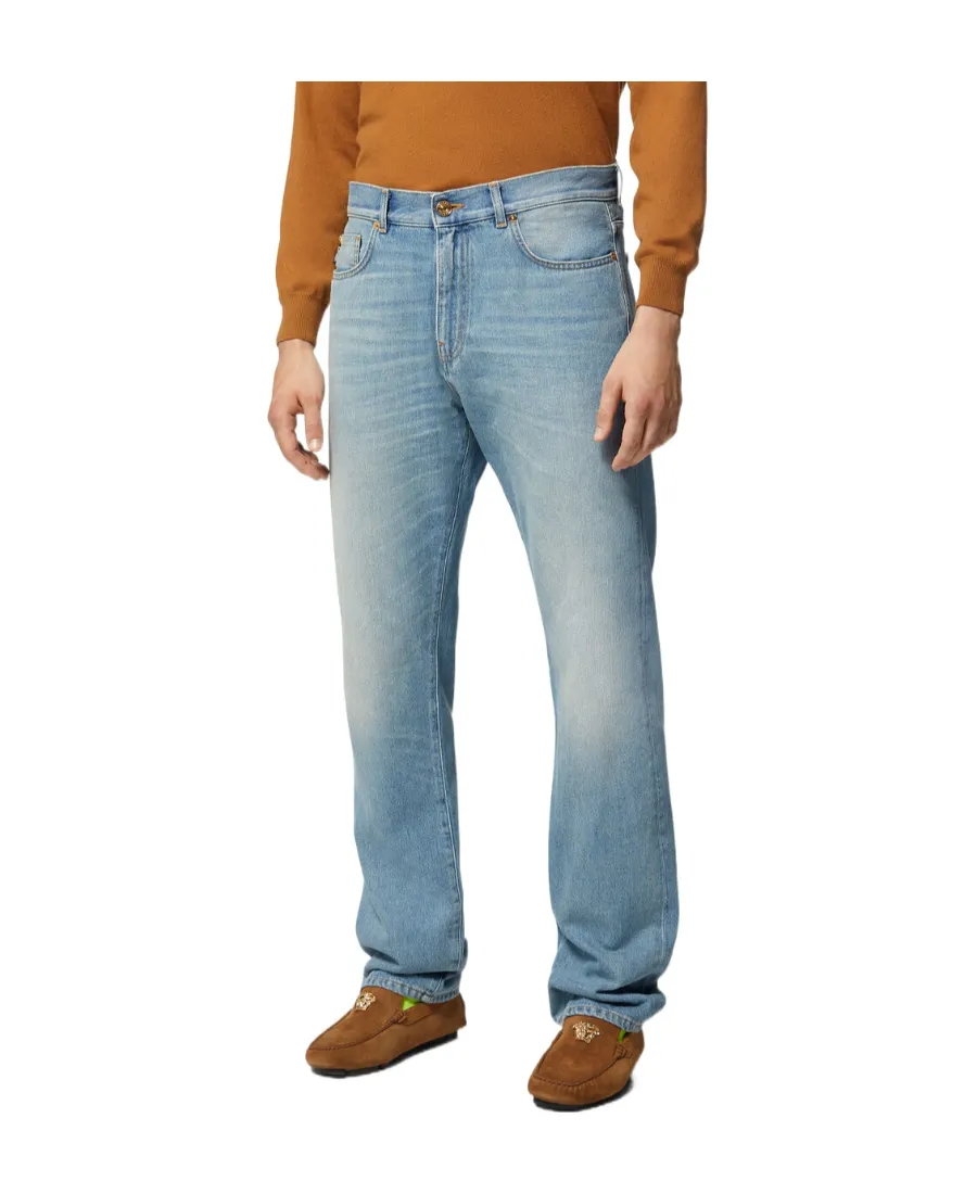 Versace Medusa Plaque Straight Leg Jeans