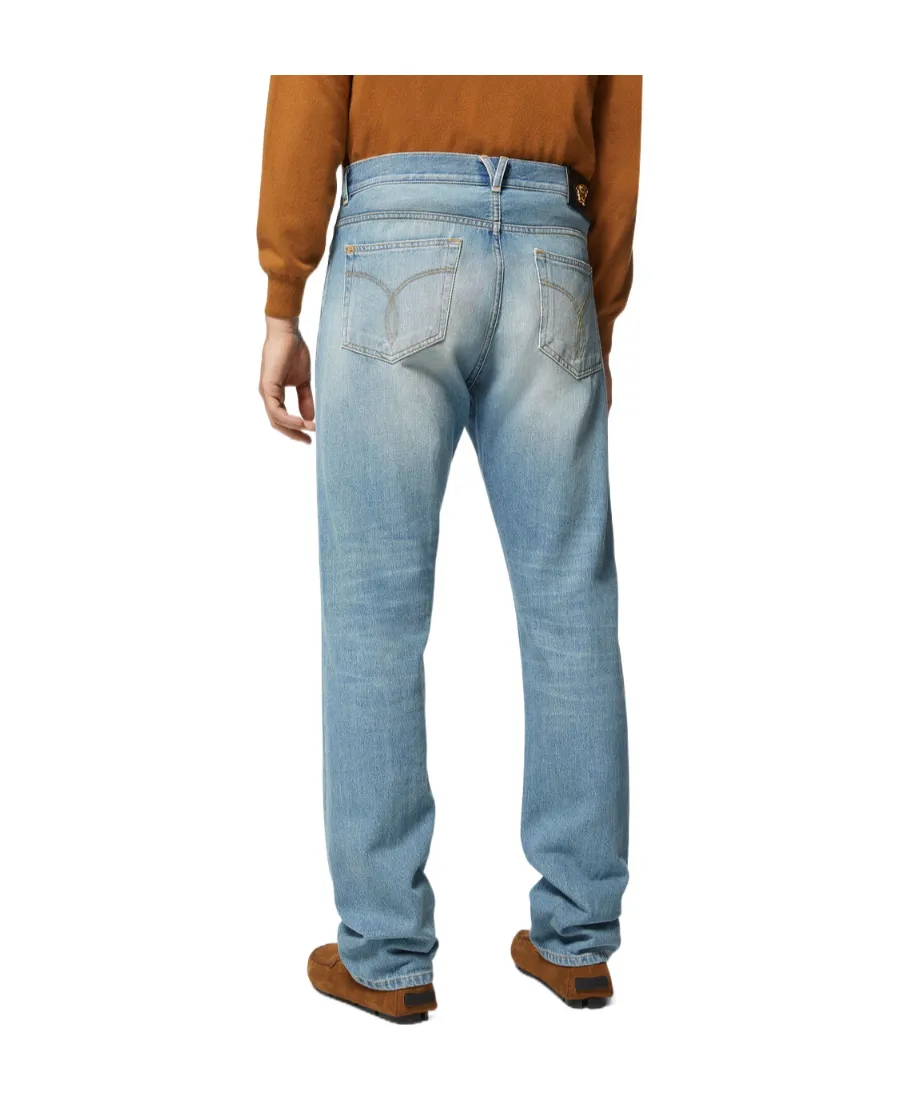 Versace Medusa Plaque Straight Leg Jeans