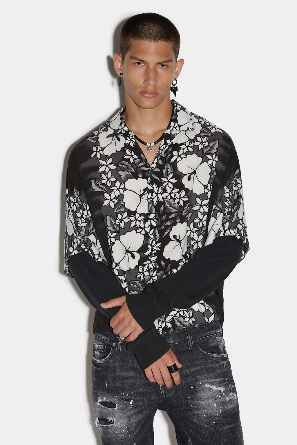 Dsquared2 Floral-Print Long-Sleeved Shirt