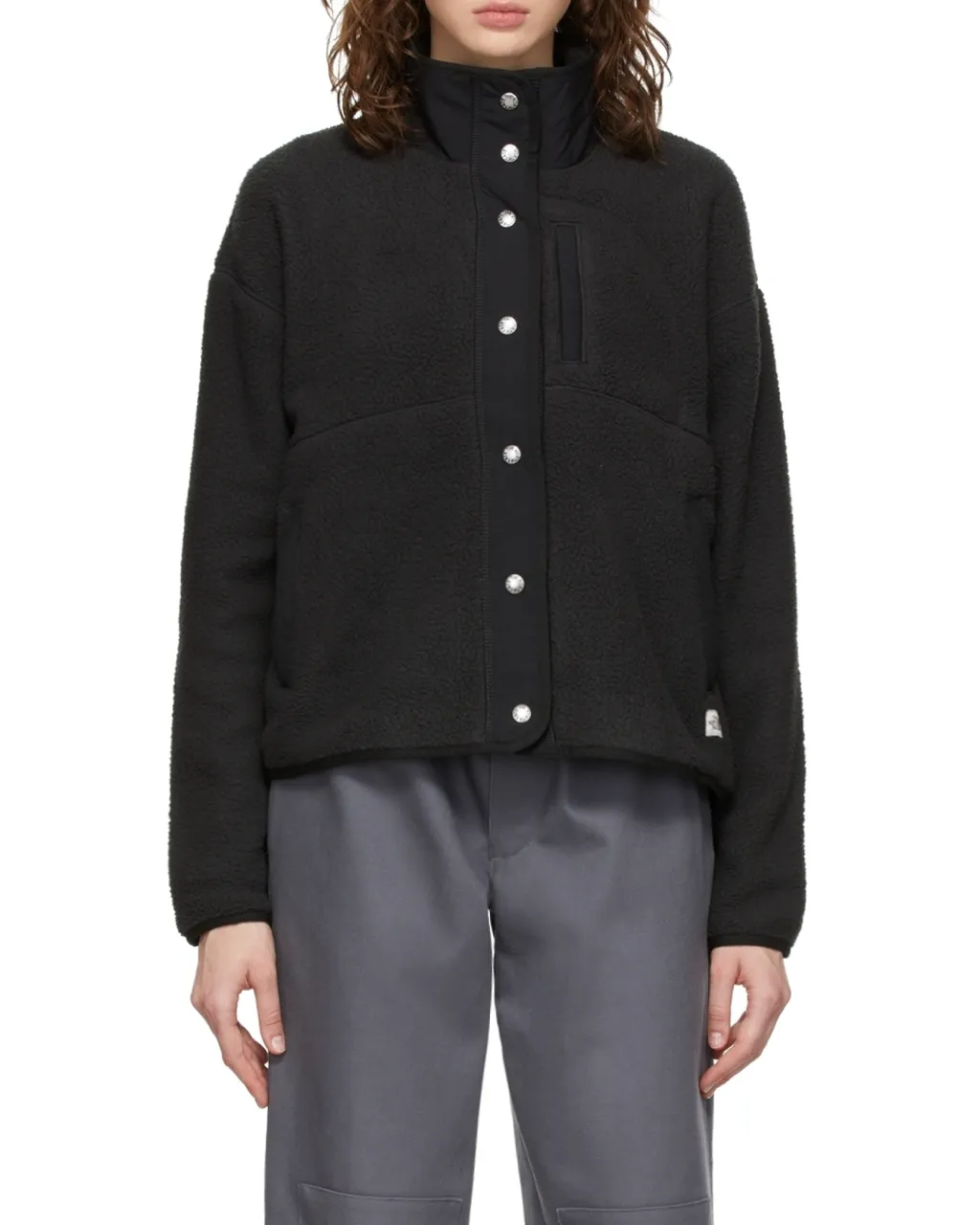 Faux-Shearling High-Neck Jacket