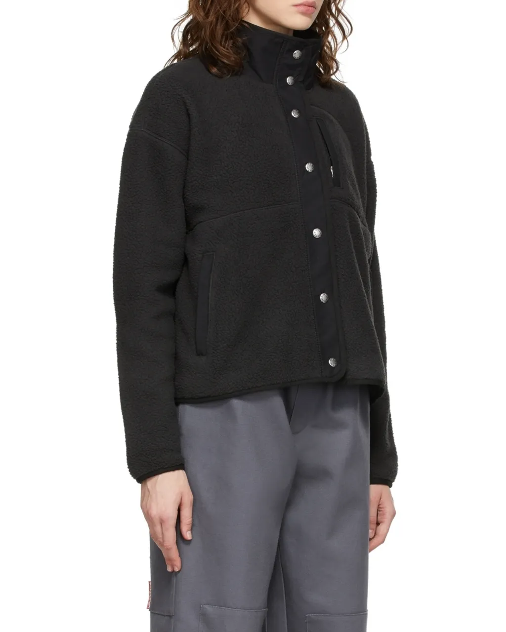 Faux-Shearling High-Neck Jacket