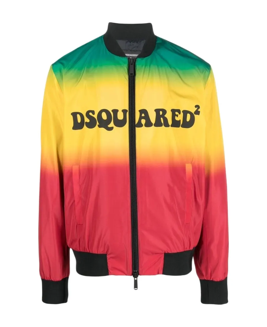 Dsquared2 Logo Printed Zipped Bomber Jacket