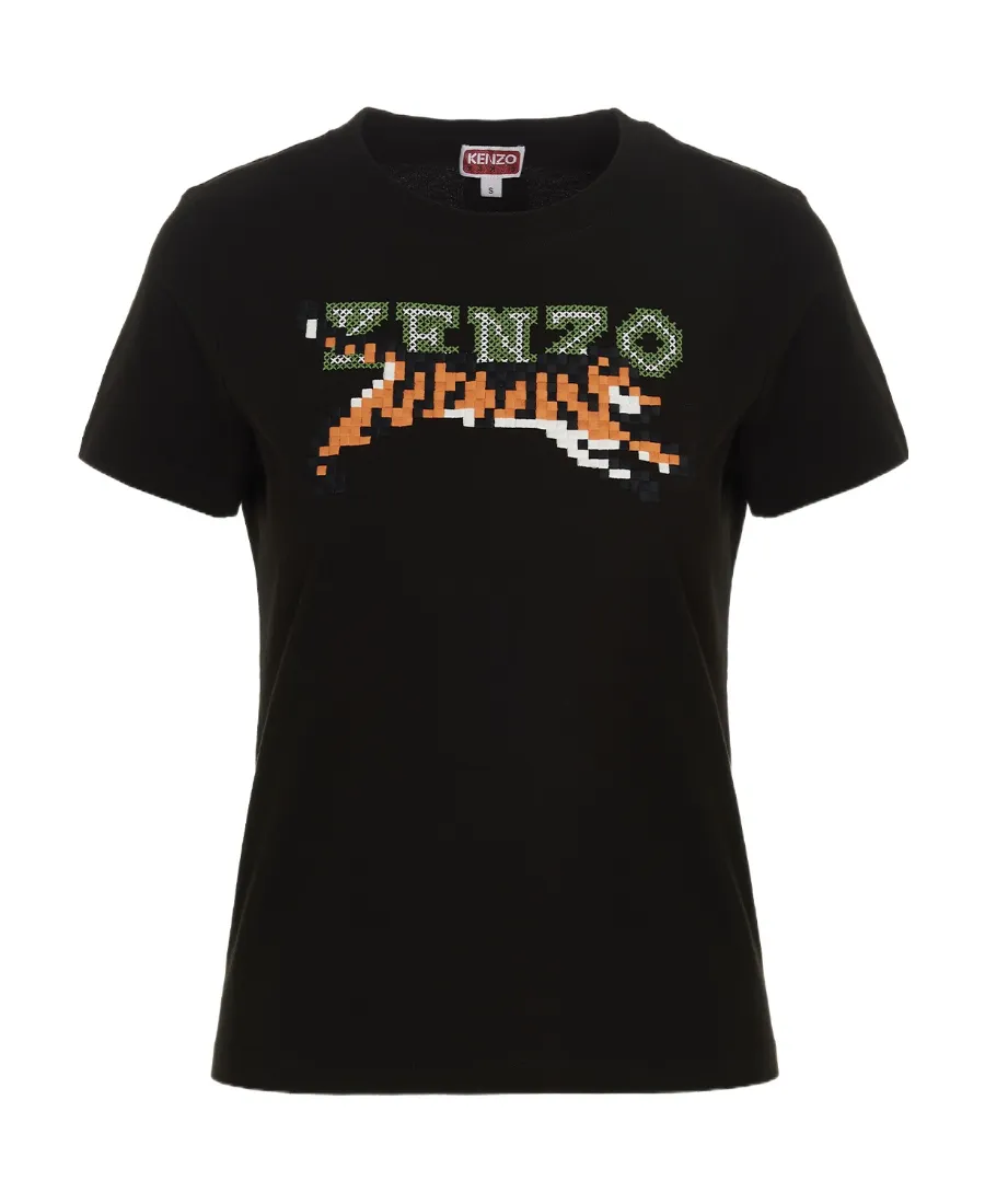 Kenzo Tiger Motif Embroidered Crewneck T-Shirt