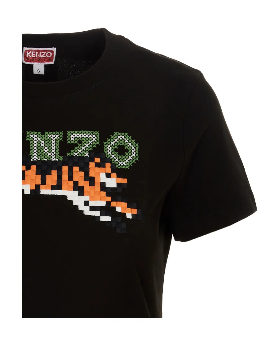 Kenzo Tiger Motif Embroidered Crewneck T-Shirt