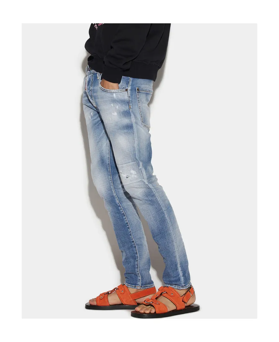 Dsquared2 Logo Patch Distressed Slim-Fit Jeans