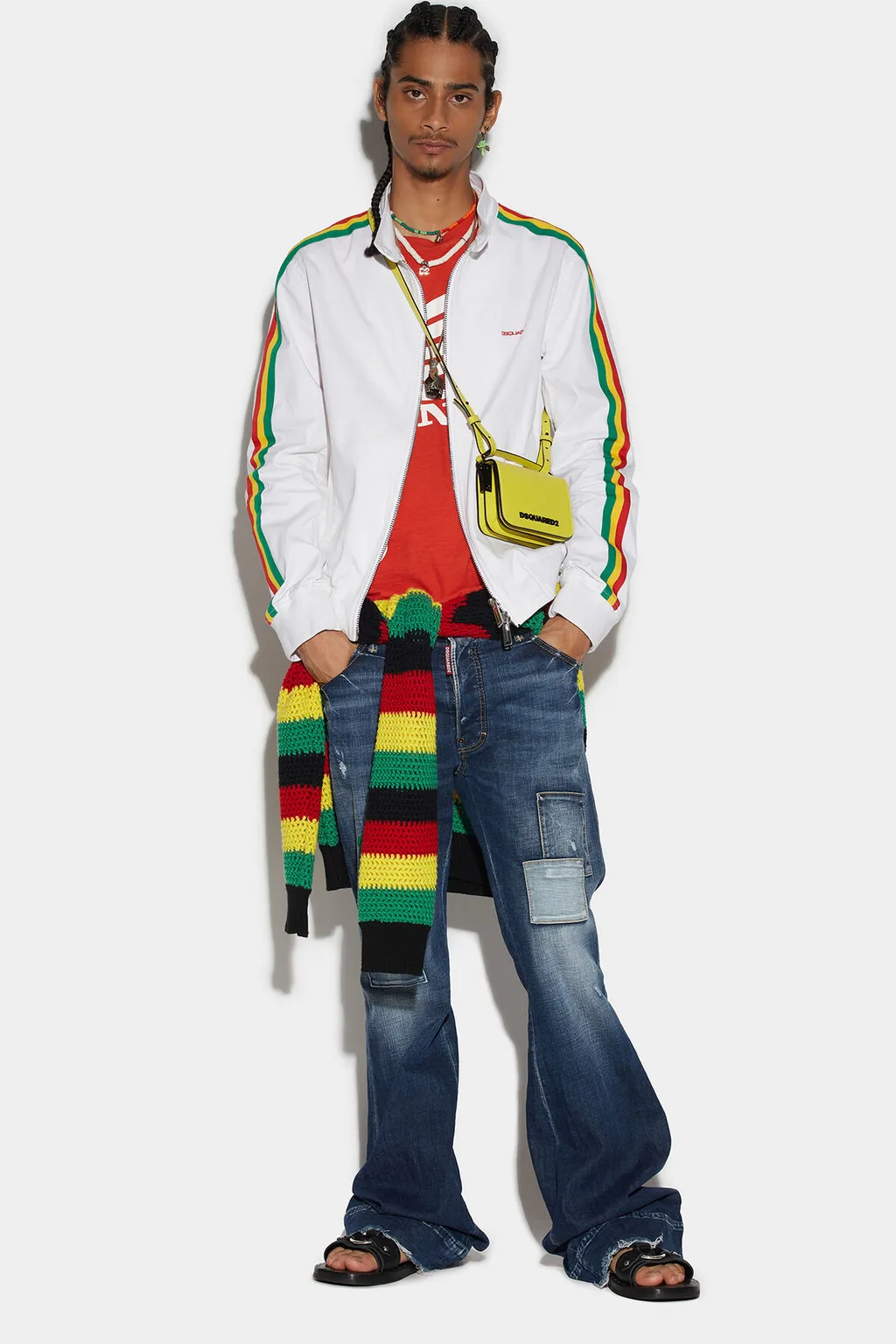 Dsquared2 Logo Printed Wide Leg Jeans