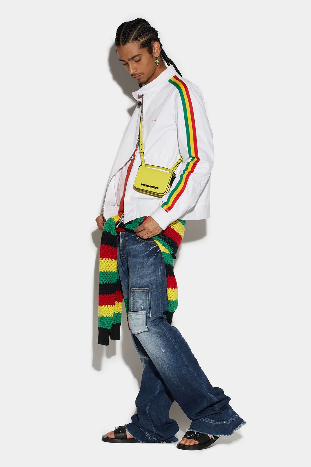 Dsquared2 Logo Printed Wide Leg Jeans