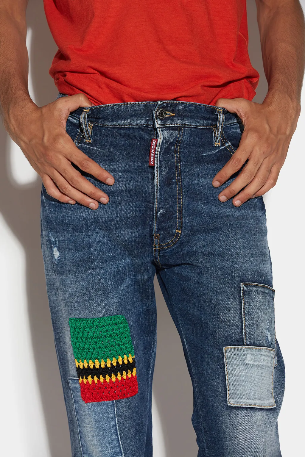 Dsquared2 Logo Printed Wide Leg Jeans