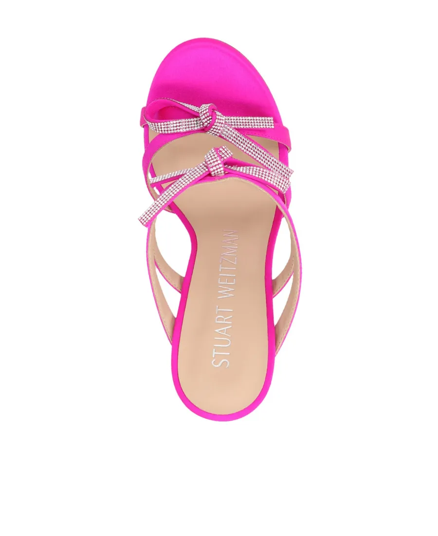 Stuart Weitzman Bow-Detail Crystal-Embellished Heel Sandals