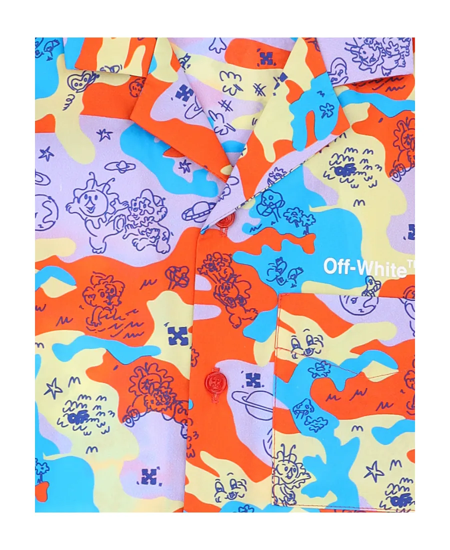 Off-White Kids Camouflage Printed Buttoned Shirt