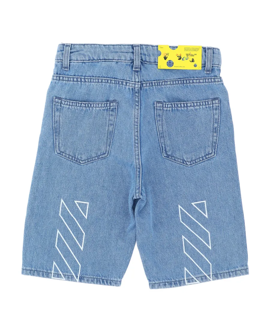 Diagonal Outline Denim Shorts