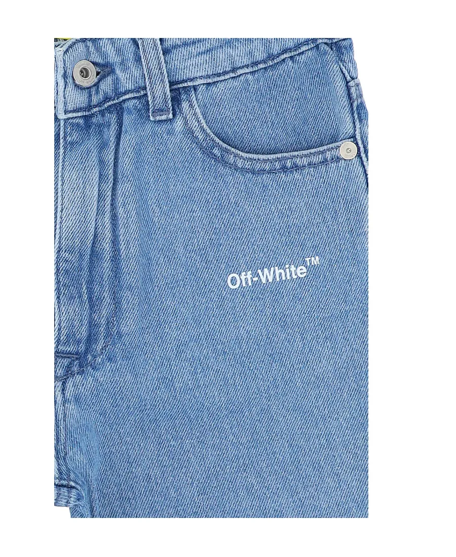 Diagonal Outline Denim Shorts