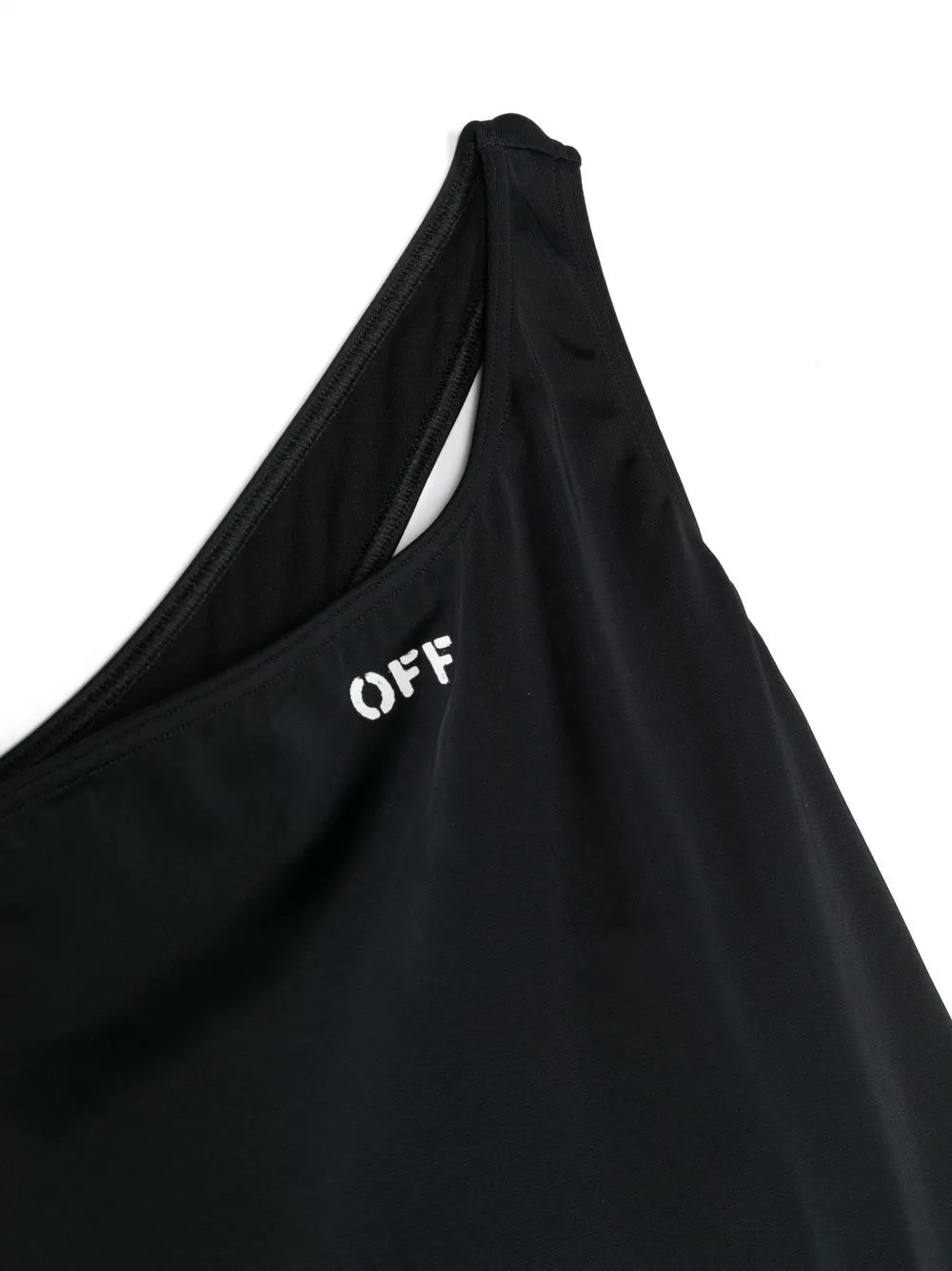 Logo Print One Shoulder Swimsuit