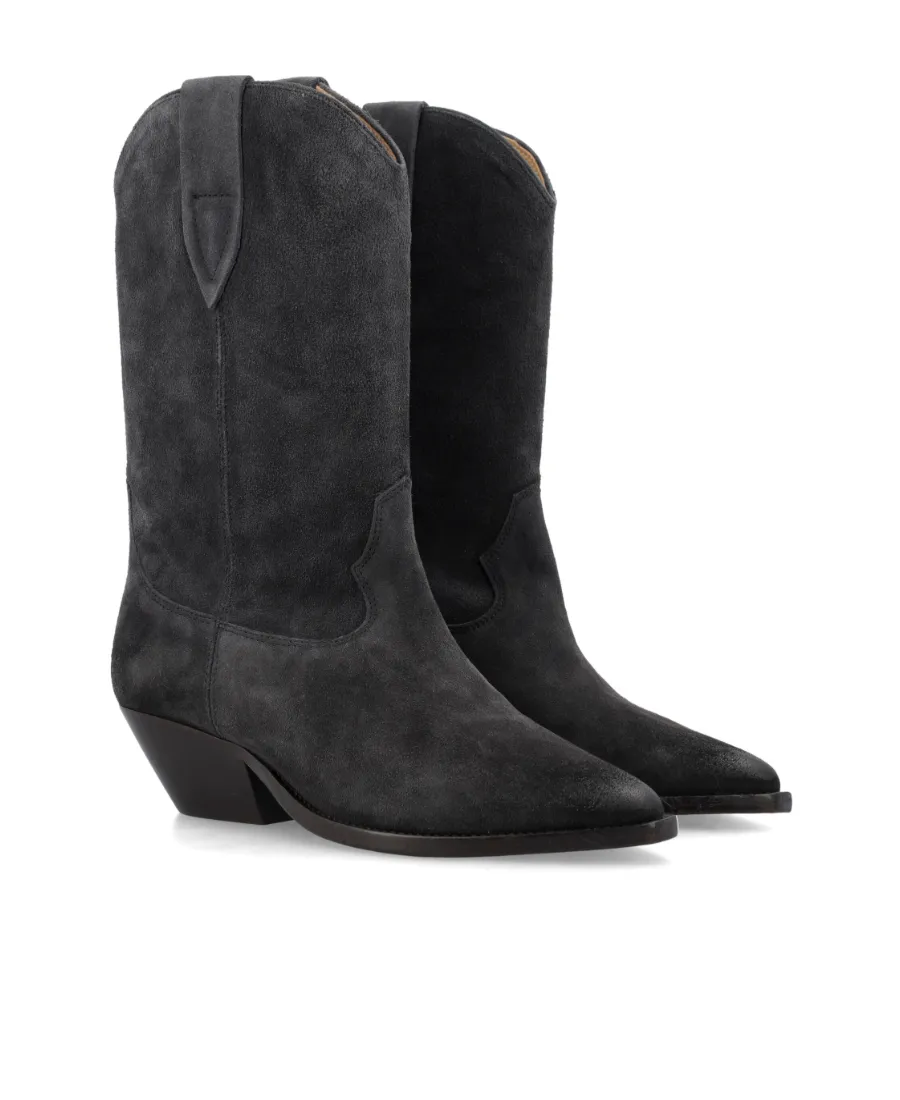 Cuban-Heeled Leather Boots