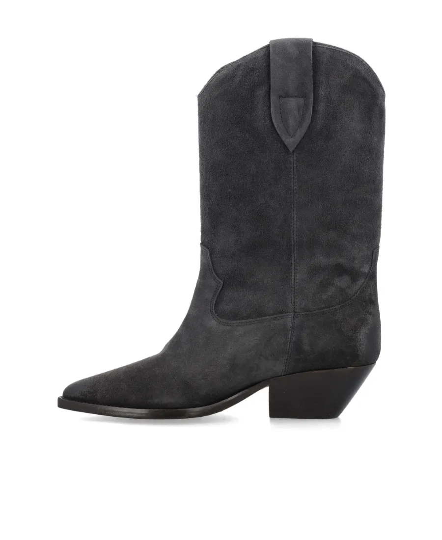 Cuban-Heeled Leather Boots