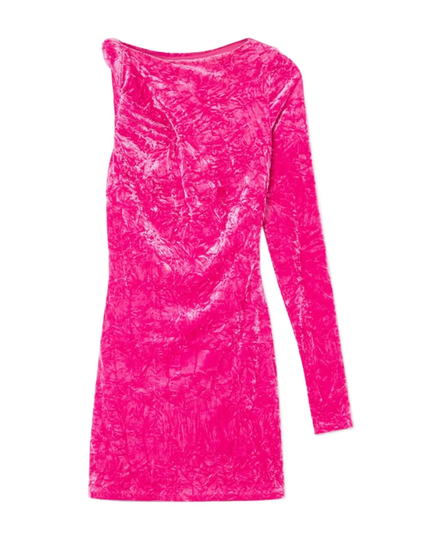 Versace One-Shoulder Velvet Mini Dress