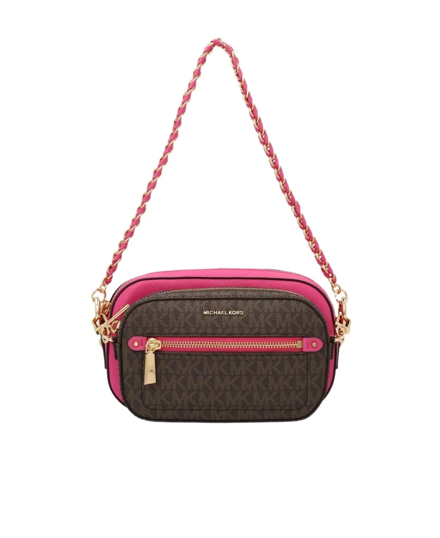 Michael Kors Jet Set Logo Plaque Zip-Up Crossbody Bag