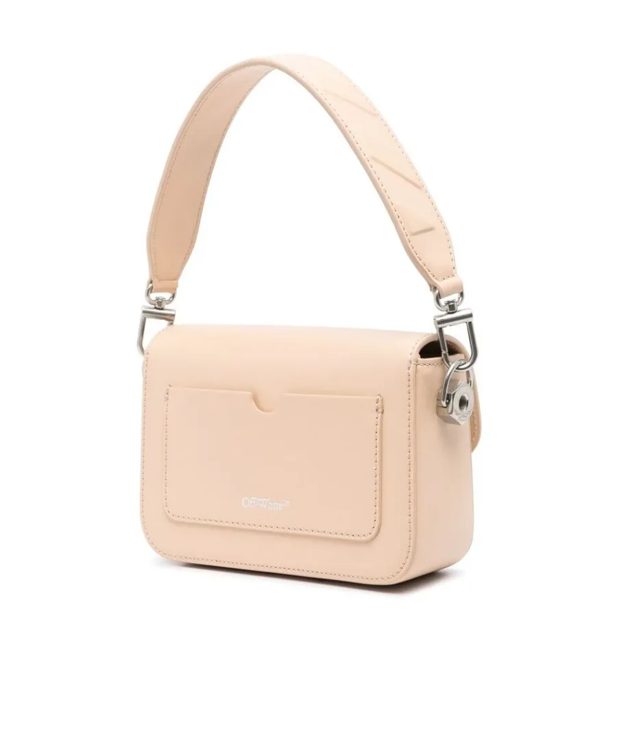 Off-White Binder Foldover Top Small Shoulder Bag