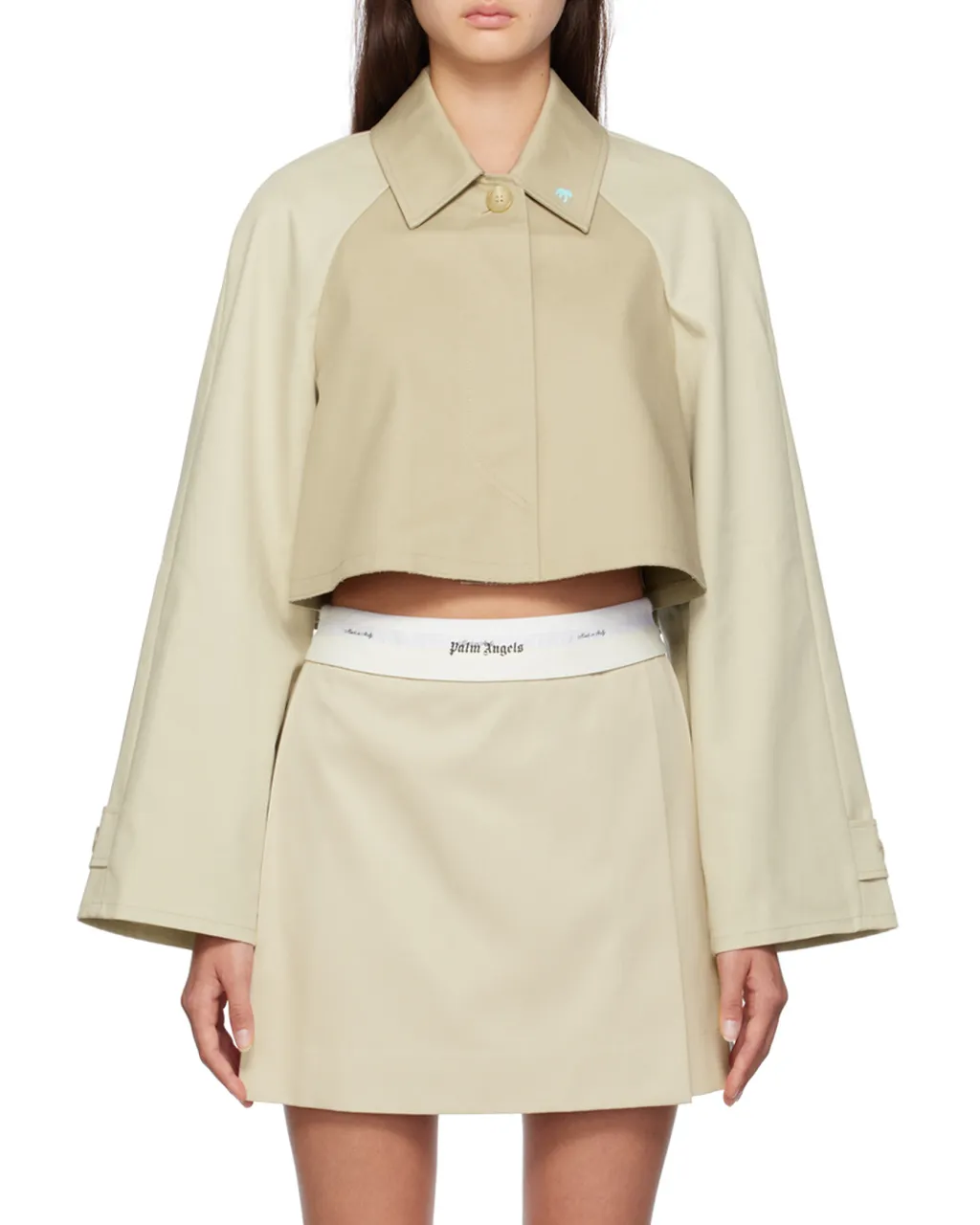 Palm Angels Palm Plaque Cropped Trench Coat