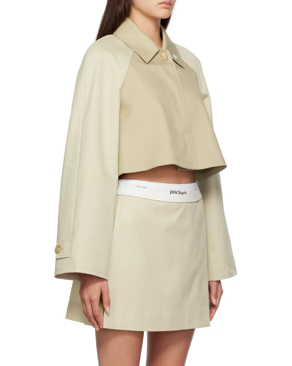Palm Angels Palm Plaque Cropped Trench Coat