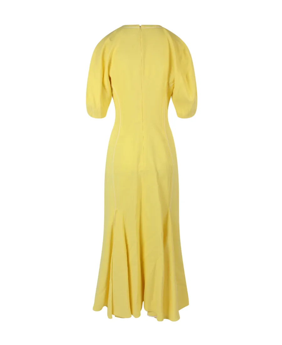 Marni V-Neck Puff-Sleeved Midi Dress