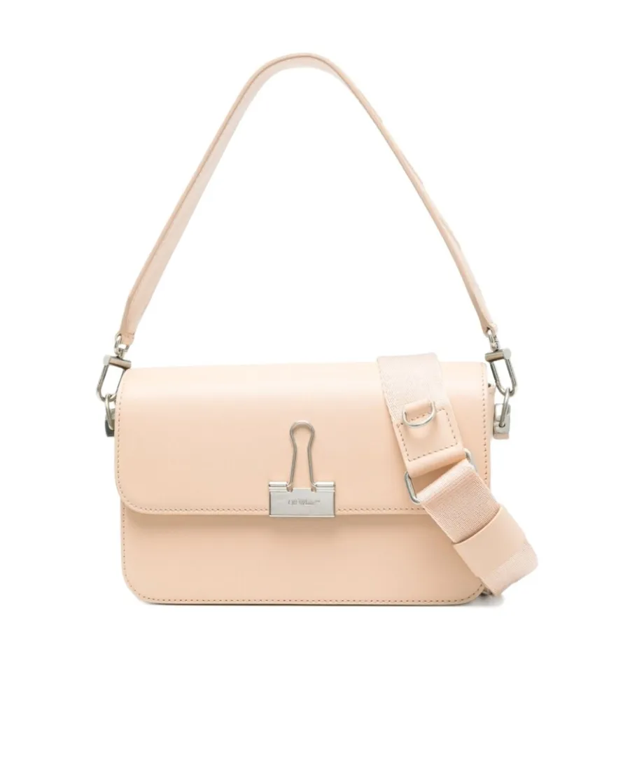 Off-White Binder Clip Foldover Top Crossbody Bag