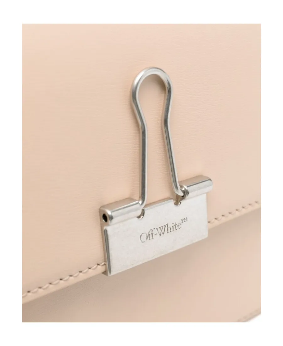 Off-White Binder Clip Foldover Top Crossbody Bag