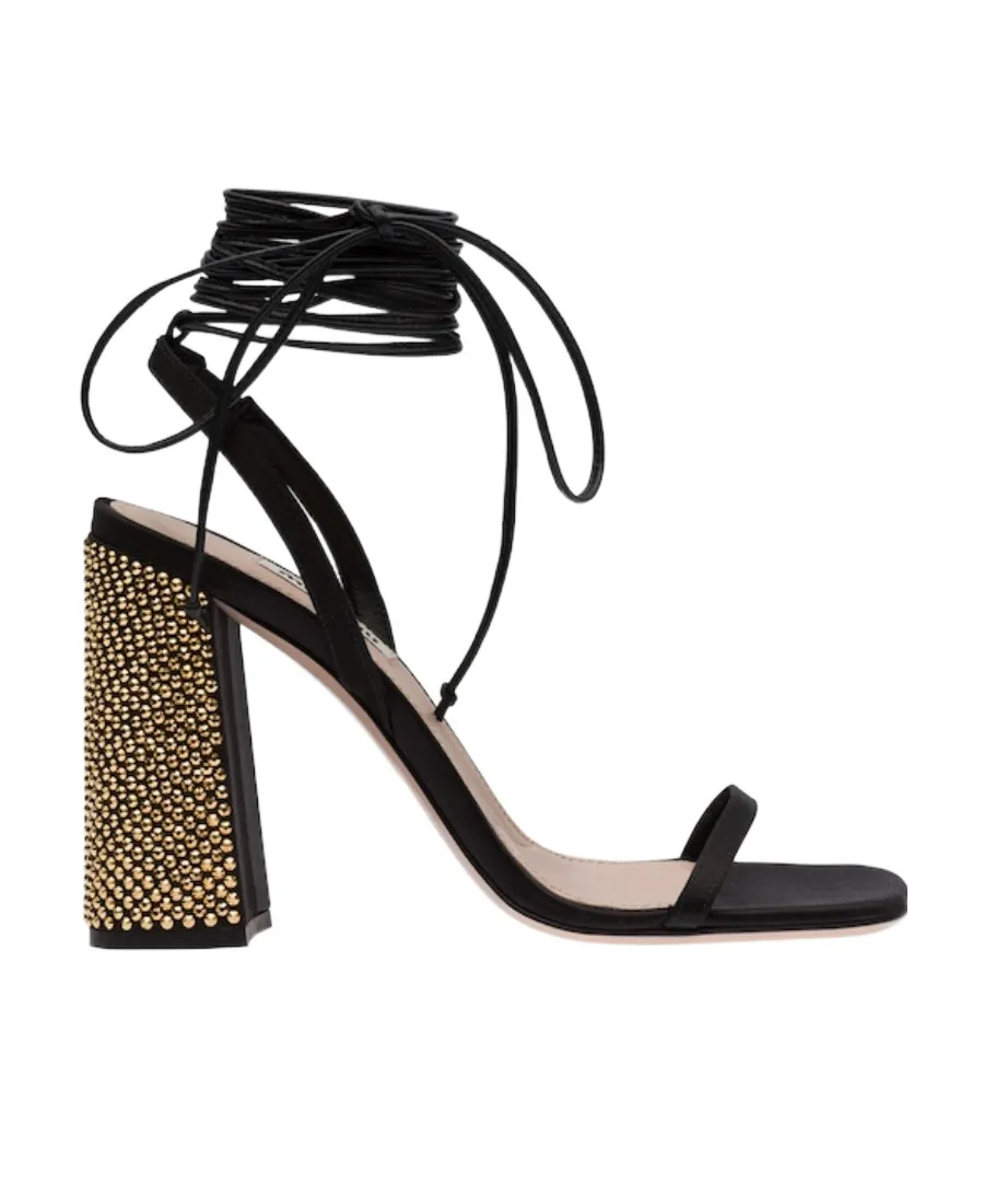 Miu Miu Ankle Tie-Fastening Embellished Sandals