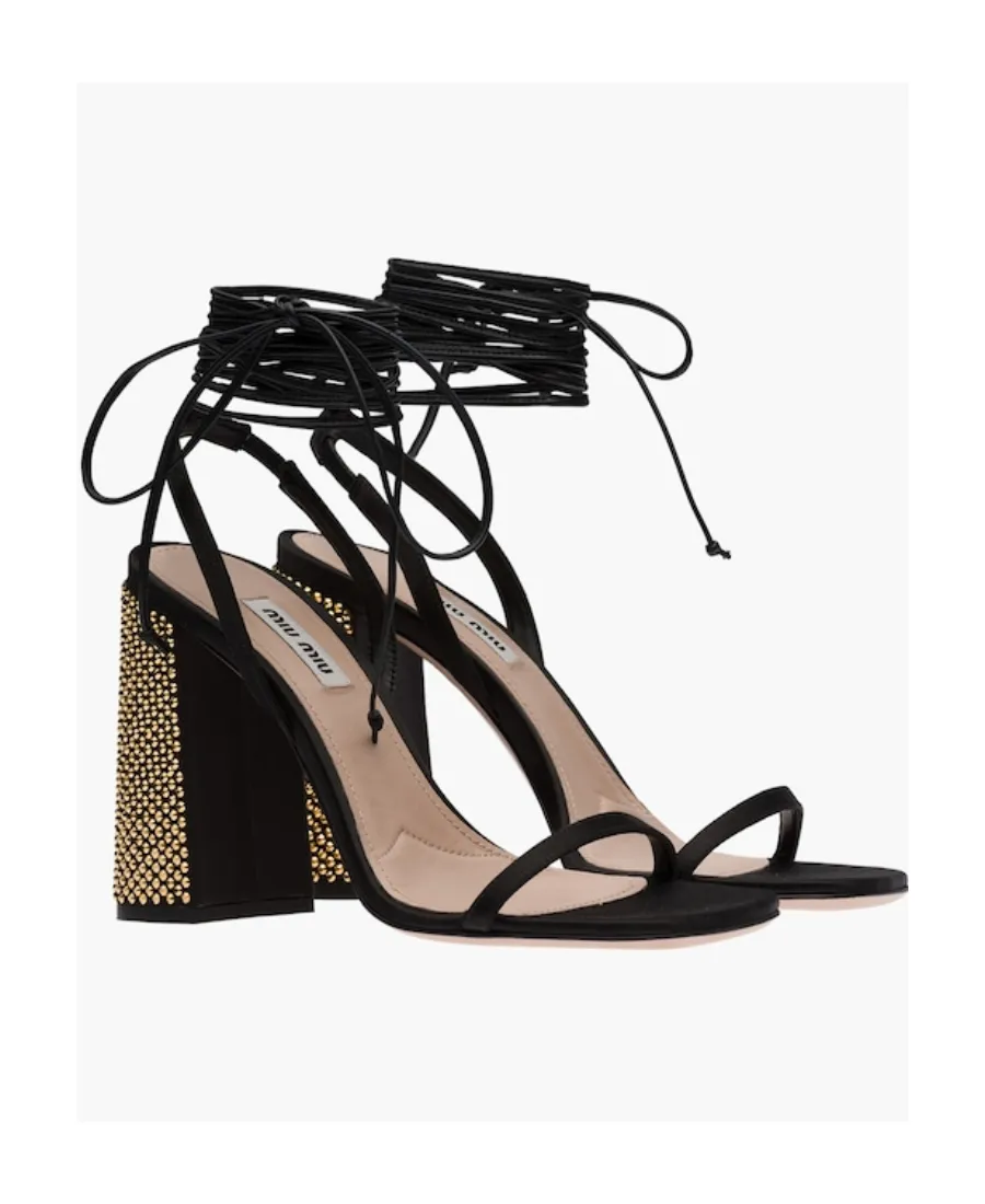 Miu Miu Ankle Tie-Fastening Embellished Sandals