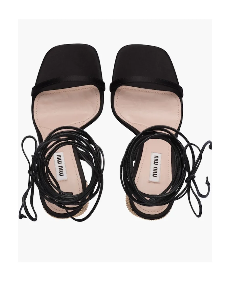 Miu Miu Ankle Tie-Fastening Embellished Sandals