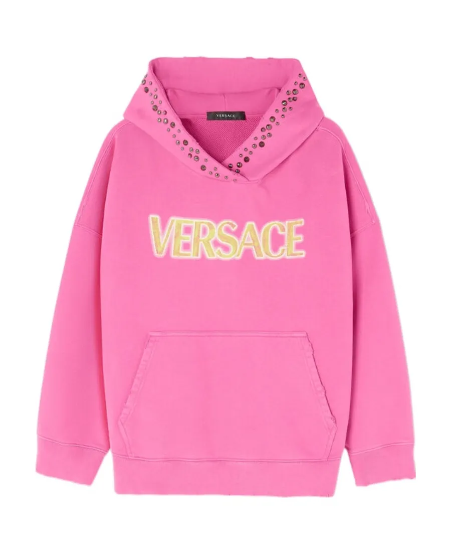 Versace Logo Printed Embellished Hoodie