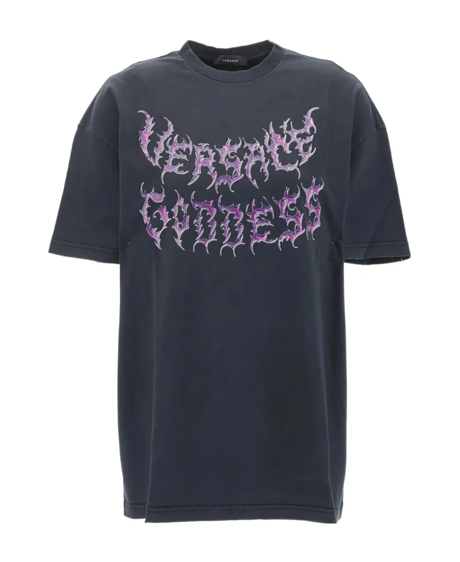 Versace Logo Printed Crewneck T-Shirt