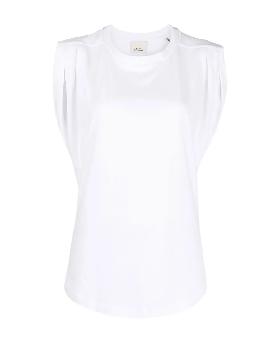Ruched-Sleeve Cotton T-Shirt