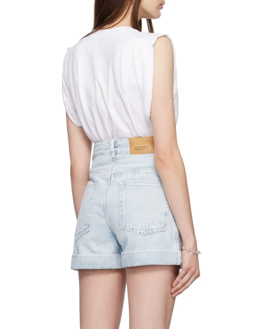 Ruched-Sleeve Cotton T-Shirt
