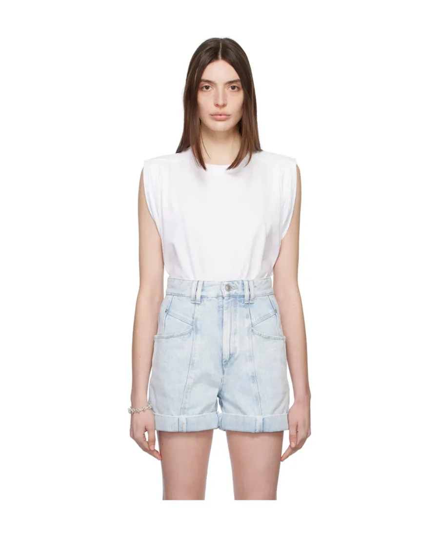 Ruched-Sleeve Cotton T-Shirt