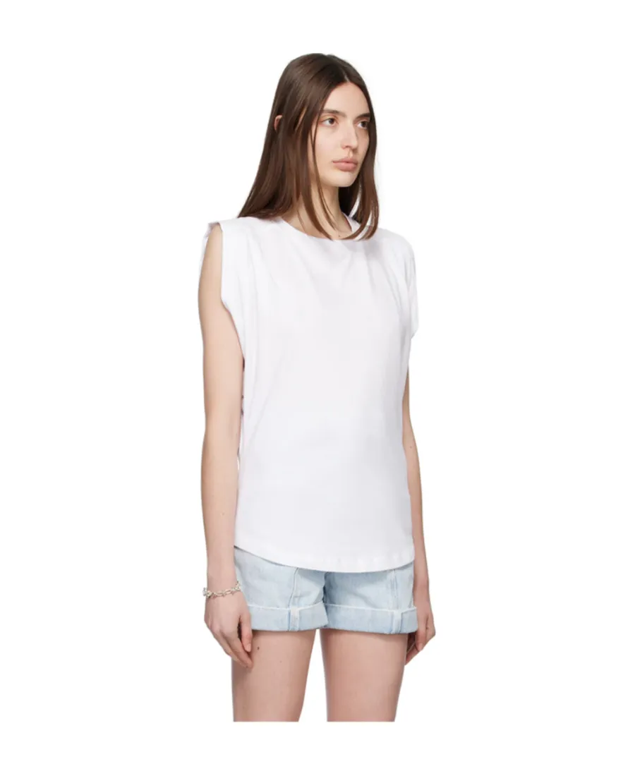 Ruched-Sleeve Cotton T-Shirt
