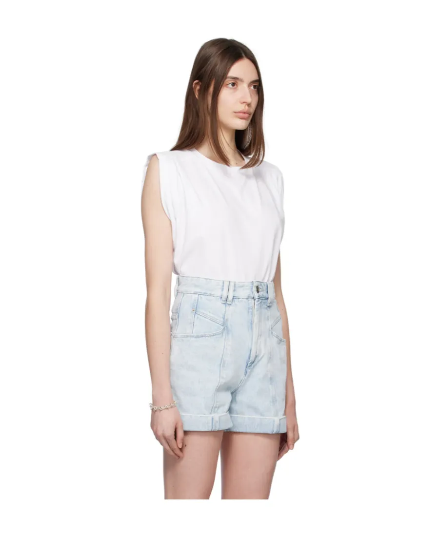 Ruched-Sleeve Cotton T-Shirt