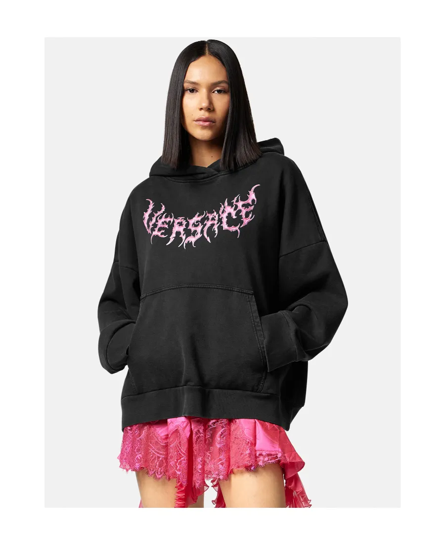 Versace Logo Printed Long Sleeved Hoodie
