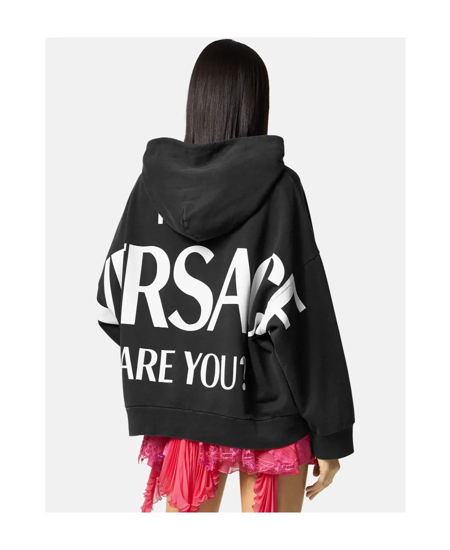 Versace Logo Printed Long Sleeved Hoodie