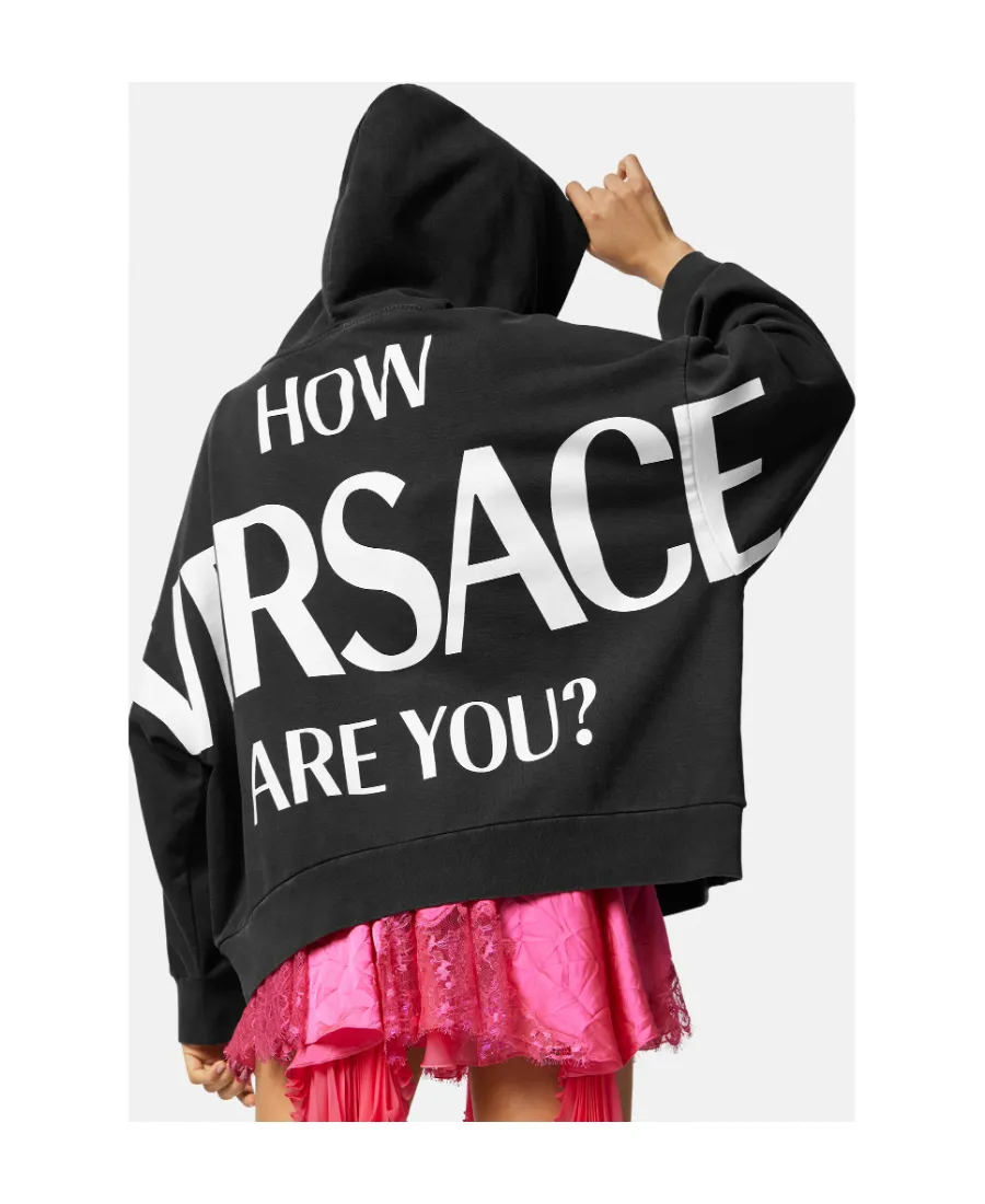 Versace Logo Printed Long Sleeved Hoodie