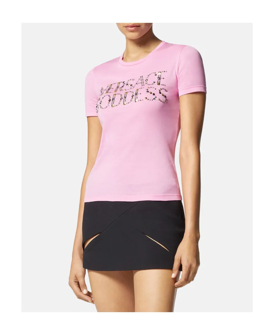 Versace Logo Embellished Crewneck T-Shirt