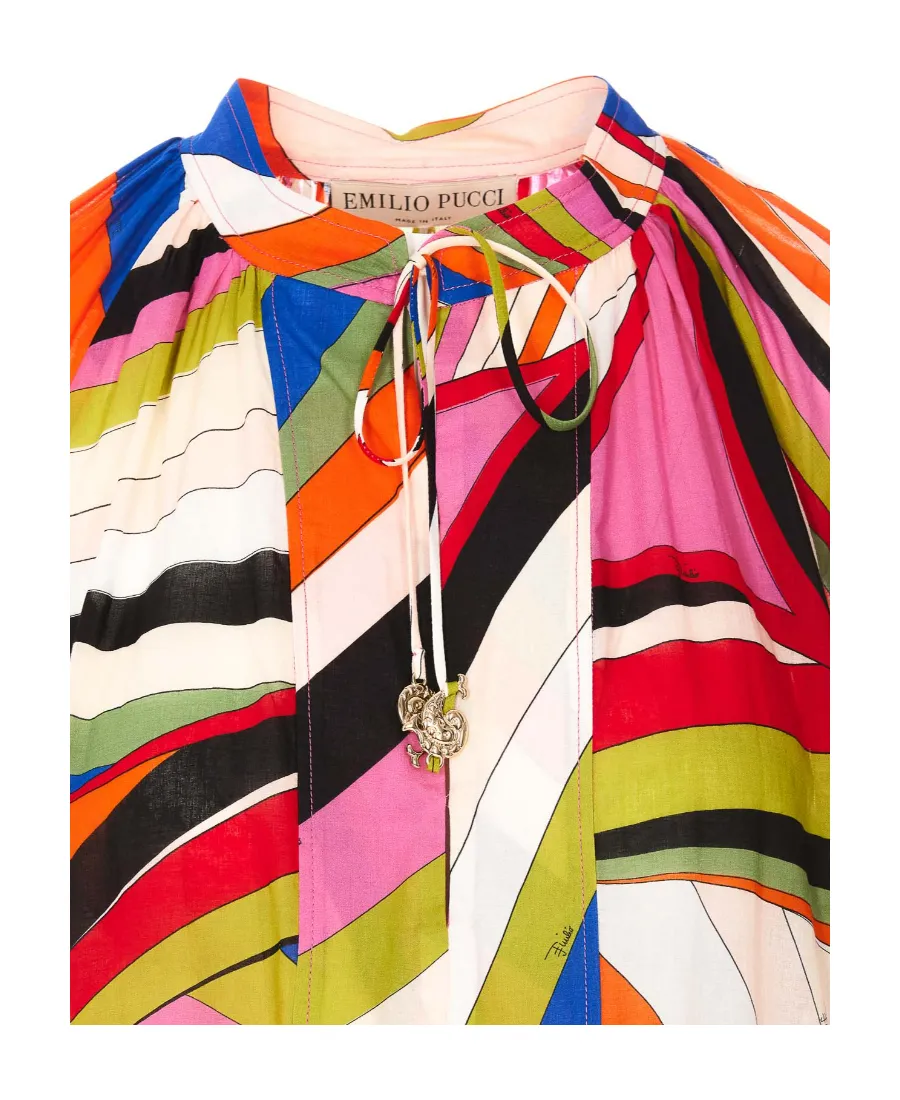 Emilio Pucci Iride-Printed Ruffled Trim Mini Dress
